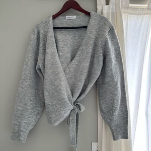 Grey wrap sweater